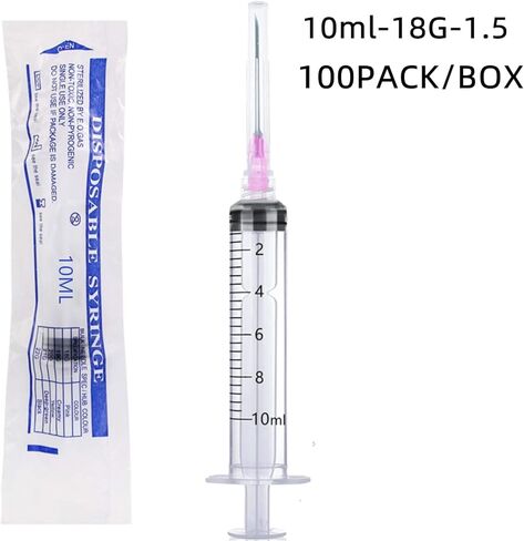 25 Pack 10ml Plastic Syringes with 18Ga, for Scientific Labs, Industrial Dispensing and Liquid Measuring Syringe Tools, Individually Sealed Packaging in Kuwait