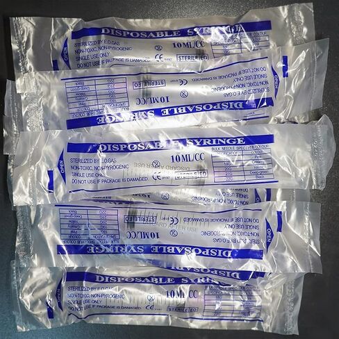 25 Pack 10ml Plastic Syringes with 18Ga, for Scientific Labs, Industrial Dispensing and Liquid Measuring Syringe Tools, Individually Sealed Packaging in Kuwait