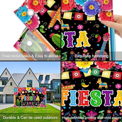 ZTHMOE 72x43inch Fabric Mexican Fiesta Backdrop Cinco De Mayo Colorful Flags Flowers Photography Background Birthday Party Decorations Photo Banner Booth Props in Saudi Arabia