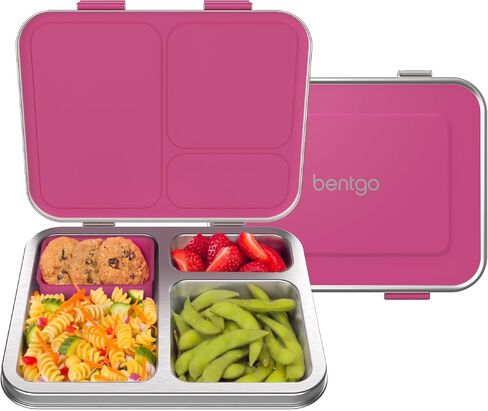 صندوق غداء Bentgo® للأطفال مصنوع من الفولاذ المقاوم للصدأ ومقاوم للتسرب - أعيد تصميمه على طراز Bento في عام 2022 مع مزالج مطورة و3 أقسام وحاوية إضافية - صديق للبيئة وآمن للاستخدام في غسالة الأطباق وتصميم حاصل على براءة اختراع (أزرق) in Kuwait