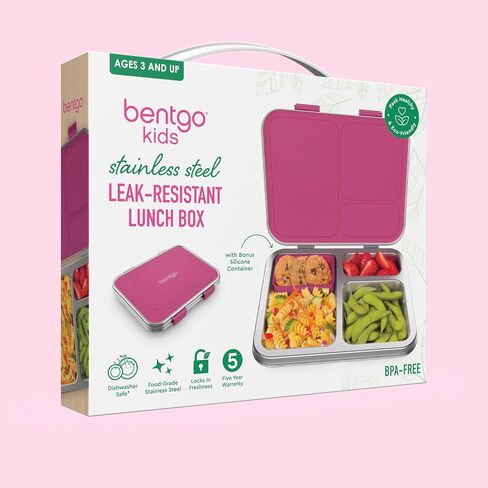 صندوق غداء Bentgo® للأطفال مصنوع من الفولاذ المقاوم للصدأ ومقاوم للتسرب - أعيد تصميمه على طراز Bento في عام 2022 مع مزالج مطورة و3 أقسام وحاوية إضافية - صديق للبيئة وآمن للاستخدام في غسالة الأطباق وتصميم حاصل على براءة اختراع (أزرق) in Kuwait