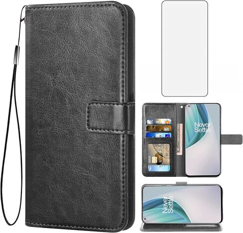 Asuwish Compatible with OnePlus 9 OnePlus9 5G Wallet Case Tempered Glass Screen Protector Leather Flip Cover Card Holder Stand Cell Phone Cases for One Plus9 On 1 Plus 1plus One+ 1+ 1+9 Nine Blue in Saudi Arabia