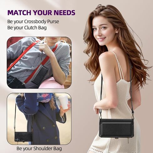 MInCYB Compatible with Samsung Galaxy S25 Ultra Wallet Case, Crossbody Strap PU Leather Folio Phone Cover, RFID Blocking Zipper Handbag Purse with Card Holder Lanyard for Galaxy S25 Ultra. Black in Kuwait