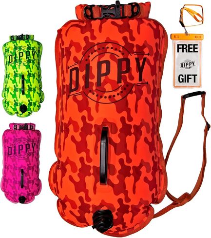 DIPPY Tow Floats for Open Water Swimming | 28L Swim Buoy Open Water Swimming Float | Waterproof Swimming Buoy | Tow Float Dry Bag | Wild Swimming Float | Wild Swimming Accessories Triathlete, Swimmer in Kuwait