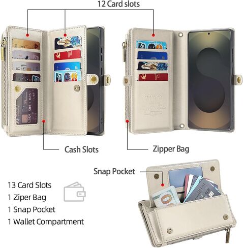MInCYB Compatible with Samsung Galaxy S25 Ultra Wallet Case, Crossbody Strap PU Leather Folio Phone Cover, RFID Blocking Zipper Handbag Purse with Card Holder Lanyard for Galaxy S25 Ultra. Black in Kuwait