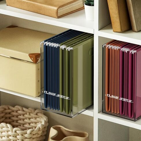 CLASSIC ACRYLIC File Organizer for Desk - A Slim Acrylic Storage Box with Handles is great for Office Organization - This Modern Acrylic Magazine Holder makes a Great Gift for Home/Work Space in Kuwait