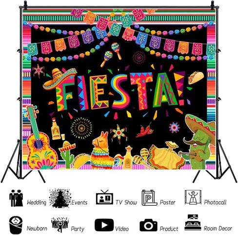 ييل المكسيكي فييستا خلفية الغيتار الصبار سينكو دي مايو حفلة خلفية ملونة مخططة العلم ديكورات الكرنفال يوم الخلفية يوم الكعكة الميتة كشك صورة 10 × 8 قدم in Kuwait