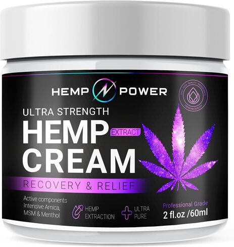 HEMP POWER Joint Muscle Relief Cream, with Hemp, Menthol, MSM Arnica, Support Your Back, Muscles, Joints, Neck, Shoulder, Knee, Nerves - 2 Fl Oz. in Saudi Arabia