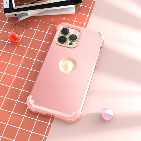 IDweel for iPhone 14 Pro Max Case,for iPhone 14 Pro Max with Screen Protector for Women, 3 in 1 Shockproof Slim Fit Hybrid Heavy Duty Hard PC Cover Soft Silicone Bumper Full Body Case,Rose Gold in Saudi Arabia