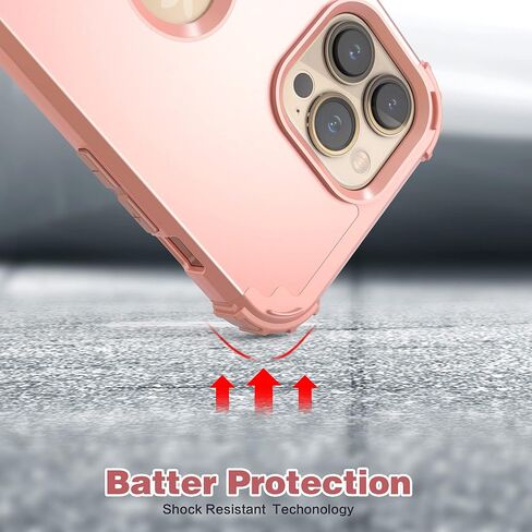 IDweel for iPhone 14 Pro Max Case,for iPhone 14 Pro Max with Screen Protector for Women, 3 in 1 Shockproof Slim Fit Hybrid Heavy Duty Hard PC Cover Soft Silicone Bumper Full Body Case,Rose Gold in Saudi Arabia