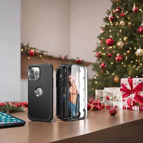 IDweel for iPhone 14 Pro Max Case,for iPhone 14 Pro Max with Screen Protector for Women, 3 in 1 Shockproof Slim Fit Hybrid Heavy Duty Hard PC Cover Soft Silicone Bumper Full Body Case,Rose Gold in Kuwait