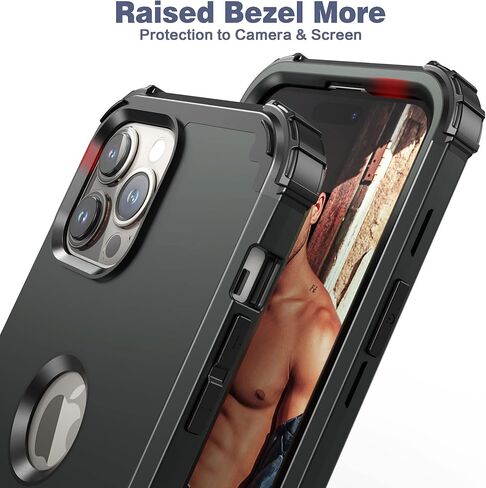 IDweel for iPhone 14 Pro Max Case,for iPhone 14 Pro Max with Screen Protector for Women, 3 in 1 Shockproof Slim Fit Hybrid Heavy Duty Hard PC Cover Soft Silicone Bumper Full Body Case,Rose Gold in Kuwait