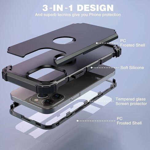 IDweel for iPhone 14 Pro Max Case,for iPhone 14 Pro Max with Screen Protector for Women, 3 in 1 Shockproof Slim Fit Hybrid Heavy Duty Hard PC Cover Soft Silicone Bumper Full Body Case,Rose Gold in Kuwait