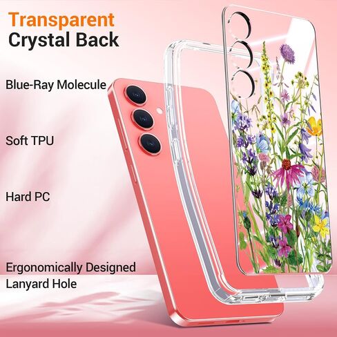 bicol for Samsung Galaxy S25 Case with Screen Protector,Enhanced Camera Protection,Clear Cover with Trendy Designs for Girls Women,Slim Fit Protective Phone Case,Blooming Flowers in Kuwait
