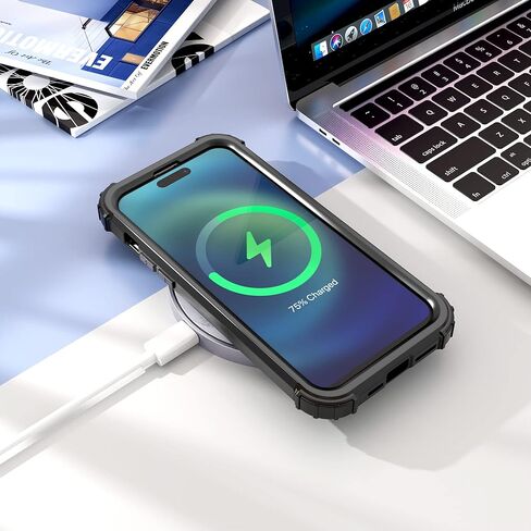 IDweel for iPhone 14 Pro Max Case,for iPhone 14 Pro Max with Screen Protector for Women, 3 in 1 Shockproof Slim Fit Hybrid Heavy Duty Hard PC Cover Soft Silicone Bumper Full Body Case,Rose Gold in Kuwait