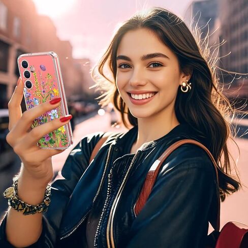 bicol for Samsung Galaxy S25 Case with Screen Protector,Enhanced Camera Protection,Clear Cover with Trendy Designs for Girls Women,Slim Fit Protective Phone Case,Blooming Flowers in Kuwait
