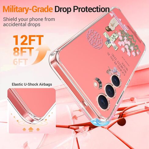 bicol for Samsung Galaxy S25 Case with Screen Protector,Enhanced Camera Protection,Clear Cover with Trendy Designs for Girls Women,Slim Fit Protective Phone Case,Blooming Flowers in Kuwait