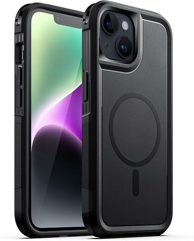 JETech Case for iPhone 14 Plus 6.7-Inch Compatible with MagSafe, Heavy Duty Dual-Layer Rugged Protection, Shockproof Protective Tough Phone Magnetic Cover (Black) in Saudi Arabia