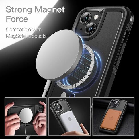JETech Case for iPhone 14 Plus 6.7-Inch Compatible with MagSafe, Heavy Duty Dual-Layer Rugged Protection, Shockproof Protective Tough Phone Magnetic Cover (Black) in Saudi Arabia
