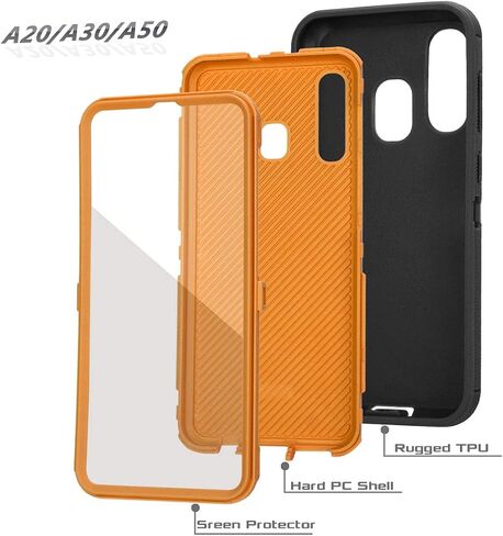 ANNYMALL DEFENDER ARMOR CASE لـ Samsung Galaxy A20/A30/A50 - واقي شاشة مدمج - أسود in Kuwait