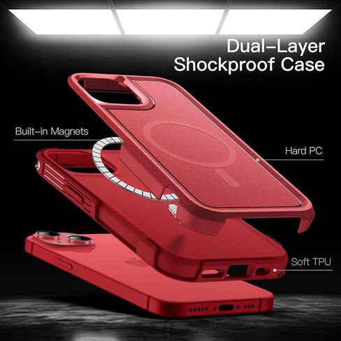 JETech Case for iPhone 14 Plus 6.7-Inch Compatible with MagSafe, Heavy Duty Dual-Layer Rugged Protection, Shockproof Protective Tough Phone Magnetic Cover (Black) in Saudi Arabia