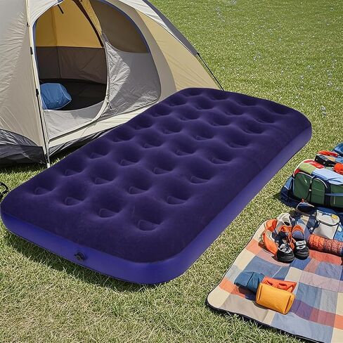 Single Camping Air Mattress Inflatable Air Bed with Flocked Top for Indoor or Outdoor in Saudi Arabia