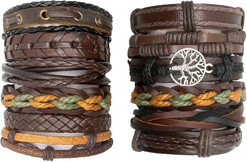 Handmade Leather Bracelet Punk Wristband Set Adjustable Cuff Buckle Belt (Rivet) in Saudi Arabia