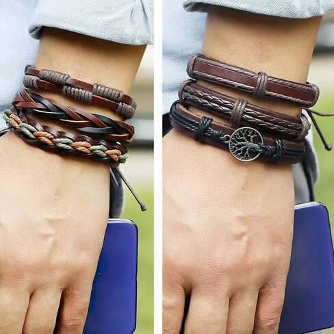 Handmade Leather Bracelet Punk Wristband Set Adjustable Cuff Buckle Belt (Rivet) in Saudi Arabia