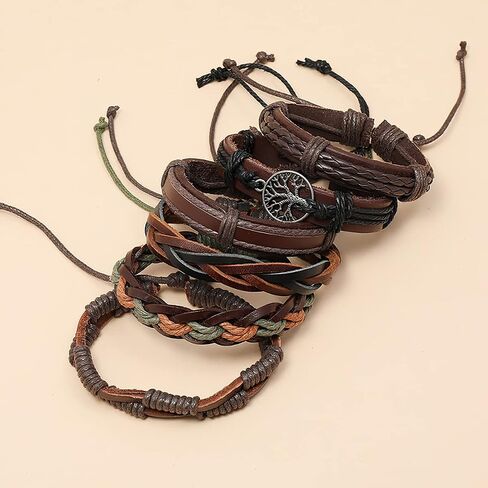 Handmade Leather Bracelet Punk Wristband Set Adjustable Cuff Buckle Belt (Rivet) in Saudi Arabia