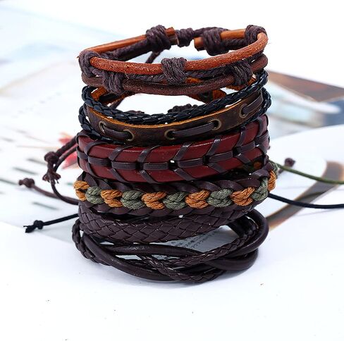 Handmade Leather Bracelet Punk Wristband Set Adjustable Cuff Buckle Belt (Rivet) in Saudi Arabia