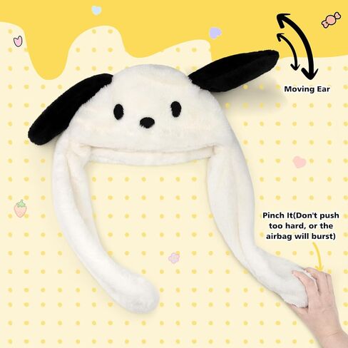 Maikerry Anime Plush Dog Ear Moving Jumping Hat,Kawaii Fluffy Beanie Cap,Cartoon Warm Winter Hat for Women Girls White in Saudi Arabia