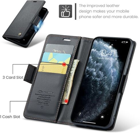 Aupai for iPhone 16 Pro Wallet Case مع حامل بطاقة الائتمان ، PU Leather RFID يمنع Folio Folio Flip Kickstand Clasp Clasp Protection Wover for Women Men 6.3 Inch Wine Red in Kuwait