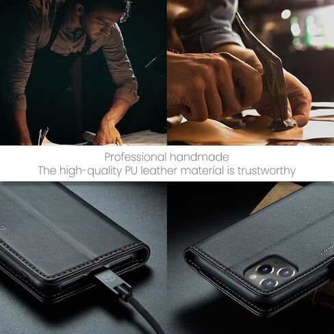 Aupai for iPhone 16 Pro Wallet Case مع حامل بطاقة الائتمان ، PU Leather RFID يمنع Folio Folio Flip Kickstand Clasp Clasp Protection Wover for Women Men 6.3 Inch Wine Red in Kuwait