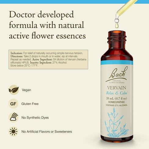 Bach Original Flower Remedies, Impatiens for Patience, Natural Homeopathic Flower Essence, Holistic Wellness, Vegan, 20mL Dropper in Kuwait