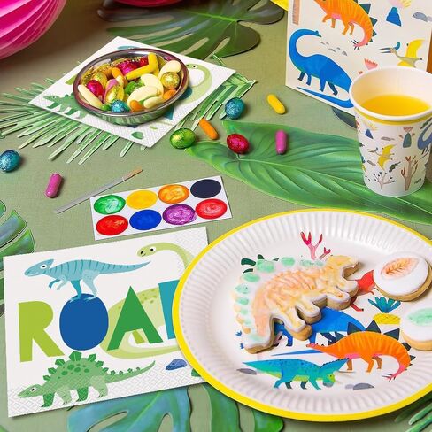 Unique 82215 Paper Cups-266 ml-Blue & Green Dinosaur Party-8 Count (Pack of 1), Multicolour in Kuwait