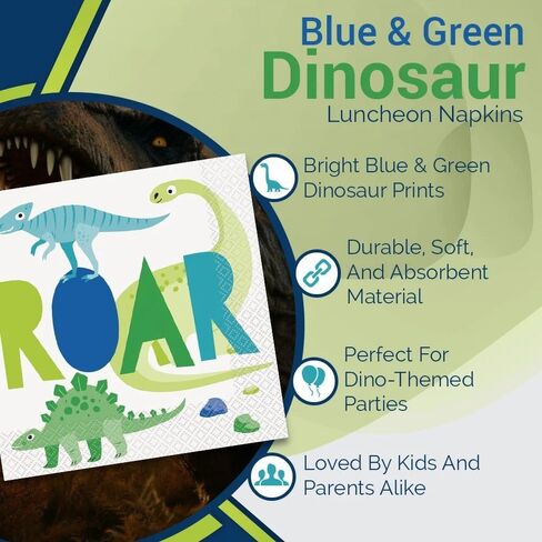 Unique 82215 Paper Cups-266 ml-Blue & Green Dinosaur Party-8 Count (Pack of 1), Multicolour in Kuwait