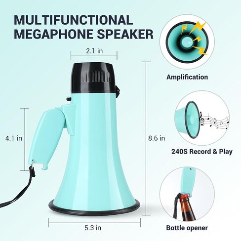Megaphone with 20W Speaker Microphone Siren and 240-Second Recording Includes Volume Control for Outdoor Events and Crowd Management in Saudi Arabia