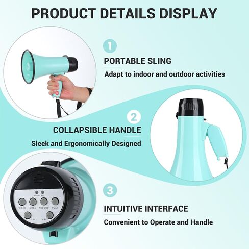 Megaphone with 20W Speaker Microphone Siren and 240-Second Recording Includes Volume Control for Outdoor Events and Crowd Management in Saudi Arabia