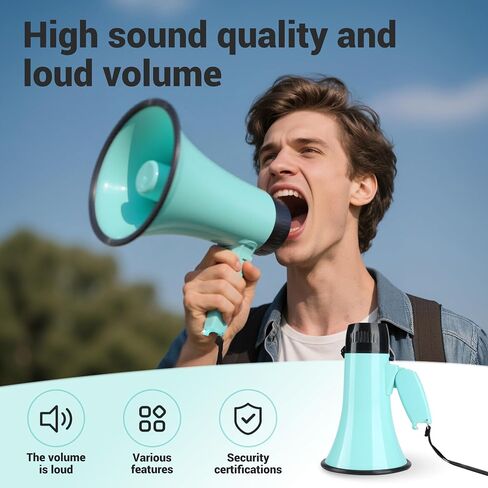 Megaphone with 20W Speaker Microphone Siren and 240-Second Recording Includes Volume Control for Outdoor Events and Crowd Management in Saudi Arabia