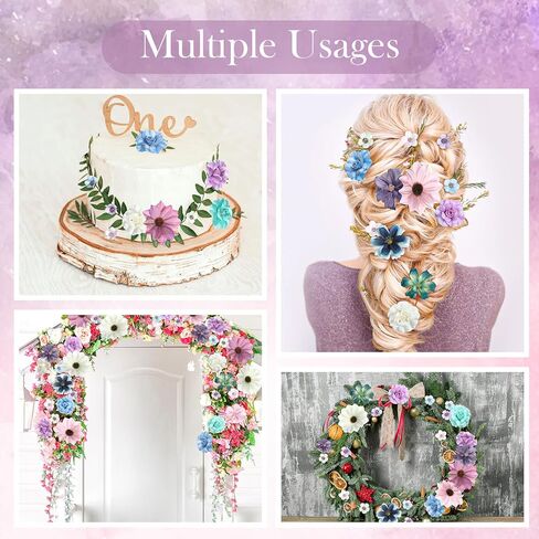 217 Pieces Flower Mini Silk Heads Fake Rose Daisy Faux Flowers for Crafts Rose Flowers Plum Blossom Heads Sunflower Daisy Wedding Decoration for Halloween Home Wedding, 2-4 cm (Assorted Colors) in Kuwait