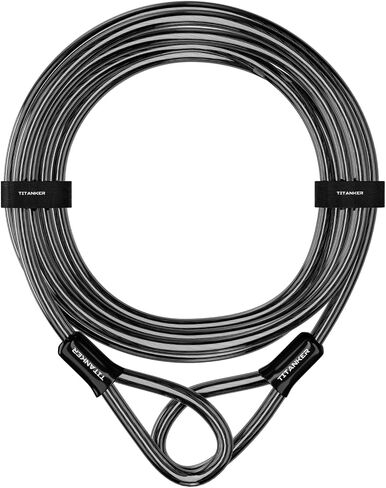 Titanker Bike Lock Cable,12mm Thick Security Cable with Loops Heavy Duty Steel Cable Vinyl Coated Bike Cable Lock Security Chain (4ft, 7ft, 15ft, 30ft) in Kuwait