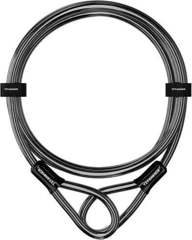 Titanker Bike Lock Cable,12mm Thick Security Cable with Loops Heavy Duty Steel Cable Vinyl Coated Bike Cable Lock Security Chain (4ft, 7ft, 15ft, 30ft) in Kuwait