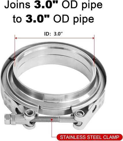 3.5 Inch V-Band Turbo Downpipe Exhaust Clamp,3.5 Inch 3.5" V-Band Flange Clamp Kit with Male Female Flange Stainless Steel For Exhaust Downpipe,2pcs in Kuwait