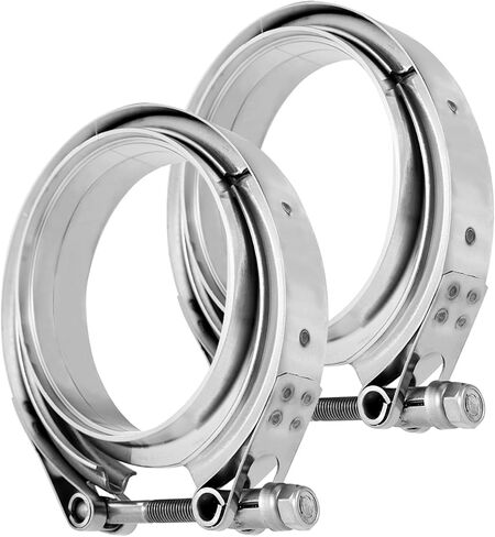 3.5 Inch V-Band Turbo Downpipe Exhaust Clamp,3.5 Inch 3.5" V-Band Flange Clamp Kit with Male Female Flange Stainless Steel For Exhaust Downpipe,2pcs in Kuwait