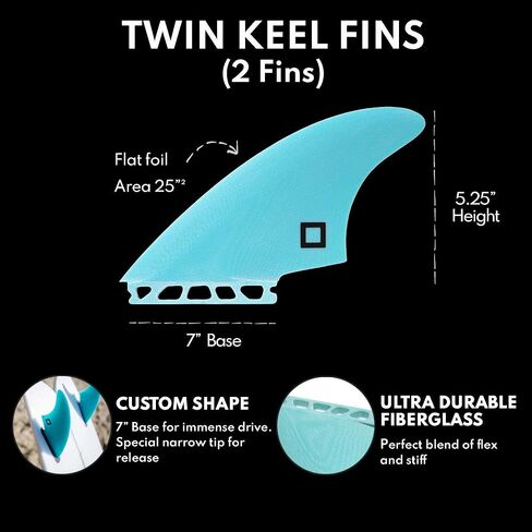 Twin, Thruster or Quad Fin Set - Solid Fiberglass for Lightweight Durability & Top Performance - Compatible with Futures Single Tab Surfboards in Kuwait