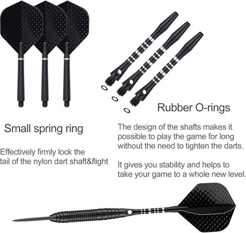 مجموعة رؤوس معدنية للسهام - 3 عبوات احترافية بوزن 22 جرامًا من السهام ذات الأطراف الفولاذية مع حقيبة رفيعة باللون الأسود والأرجواني والأزرق وأعمدة ألومنيوم 9 رحلات جوية و50 حلقة مطاطية ومبراة سهام واحدة و12 حلقة زنبركية in Kuwait