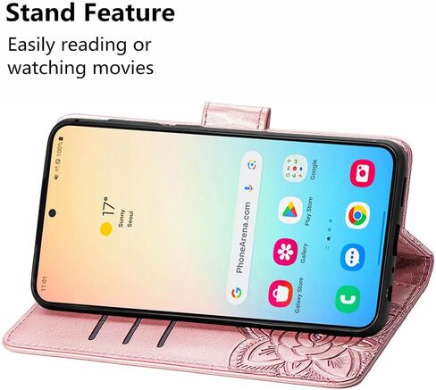 MEUPZZK for Samsung Galaxy S24+ Plus 5G Wallet Case, Embossed Butterfly Premium PU Leather [Kickstand] [Card Slots] [Wrist Strap] [6.7 inch] Phone Cover for Samsung S24 Plus (A-Rose) in Saudi Arabia