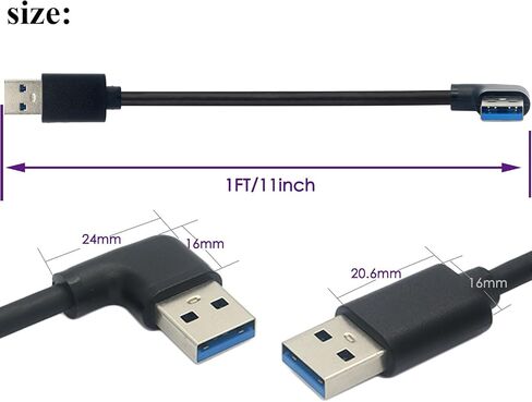 1ft 90 Degree USB Male to Male 5Gbps Data usb3.0 Right Angle USB a Cable Type-A Male to Straight 3.0 Type-A Male(Left 1ft) in Saudi Arabia
