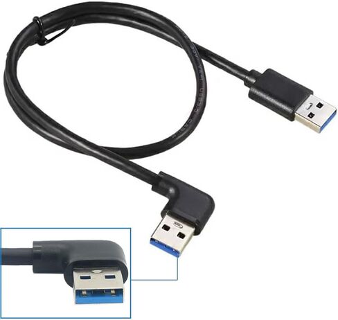 1ft 90 Degree USB Male to Male 5Gbps Data usb3.0 Right Angle USB a Cable Type-A Male to Straight 3.0 Type-A Male(Left 1ft) in Saudi Arabia