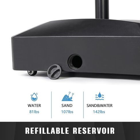 55 lb Capacity Umbrella Base Stand,Fillable Round Sunburst Plastic Patio Umbrella Base, Pole Holder for Outdoor,Lawn,Garden,Yard,Deck,Adjustment Knob(Black). in Saudi Arabia